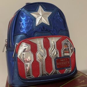 Loungefly x Marvel Captain America Metallic Mini Backpack Infinity Saga
